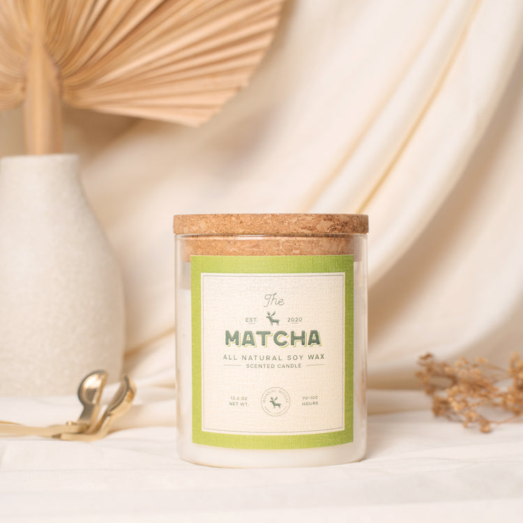 soy wax candle transparent jar matcha