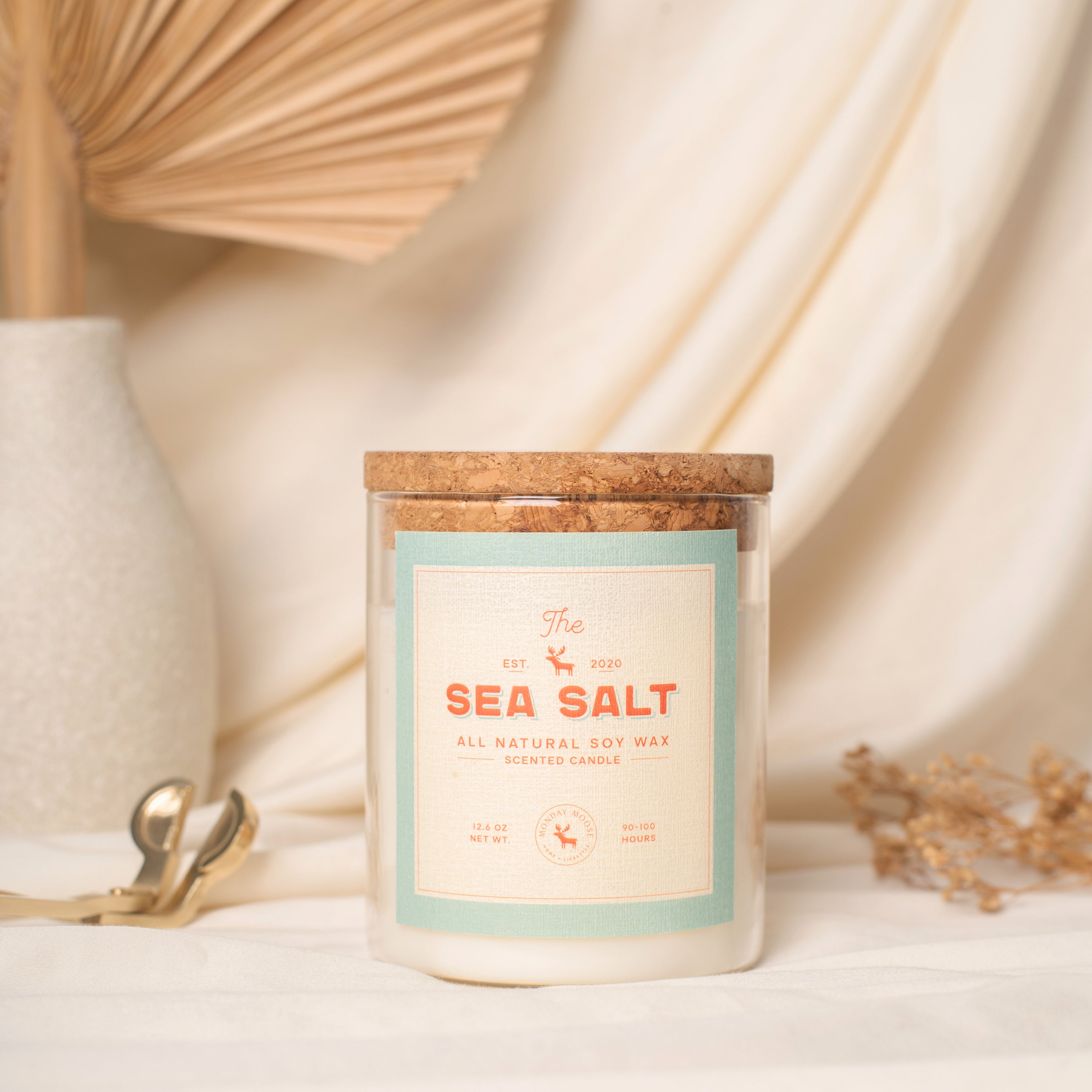 soy wax candle transparent jar sea salt