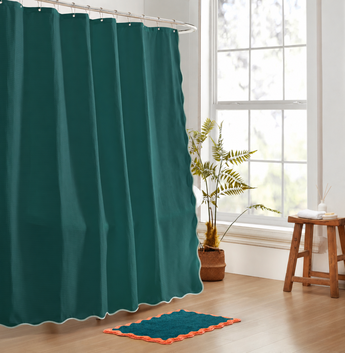 scalloped bath mat