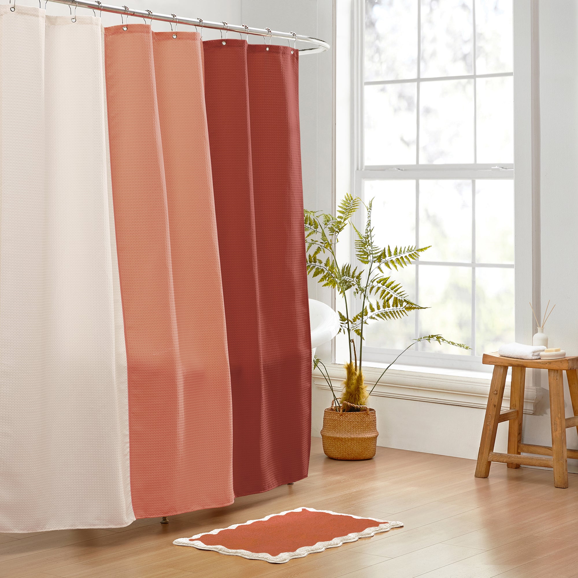 bath mat terracotta scalloped wavy edge