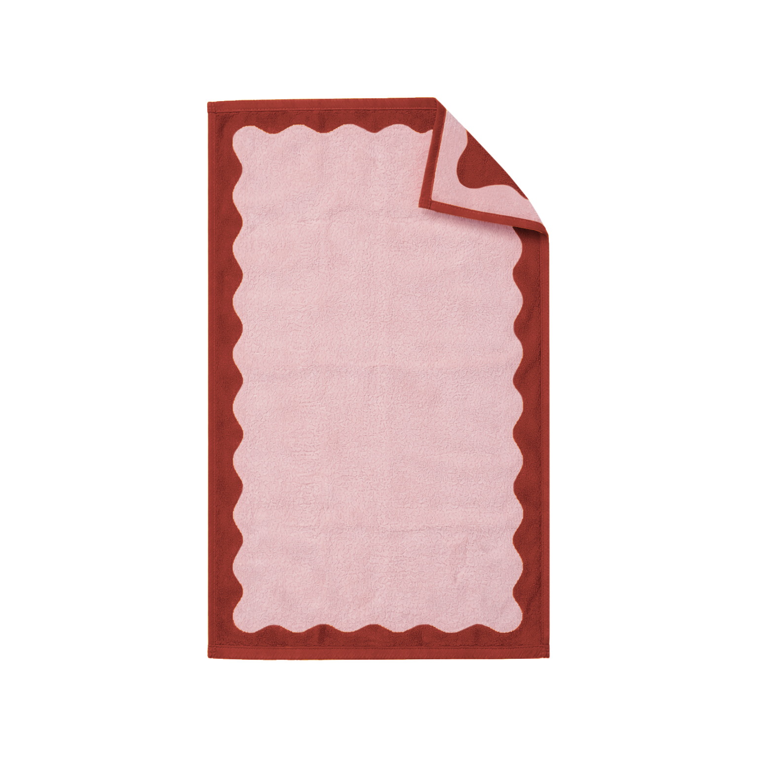 Towel with scalloped edge on a white background
