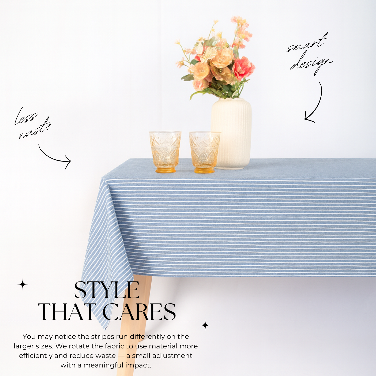 striped tablecloth