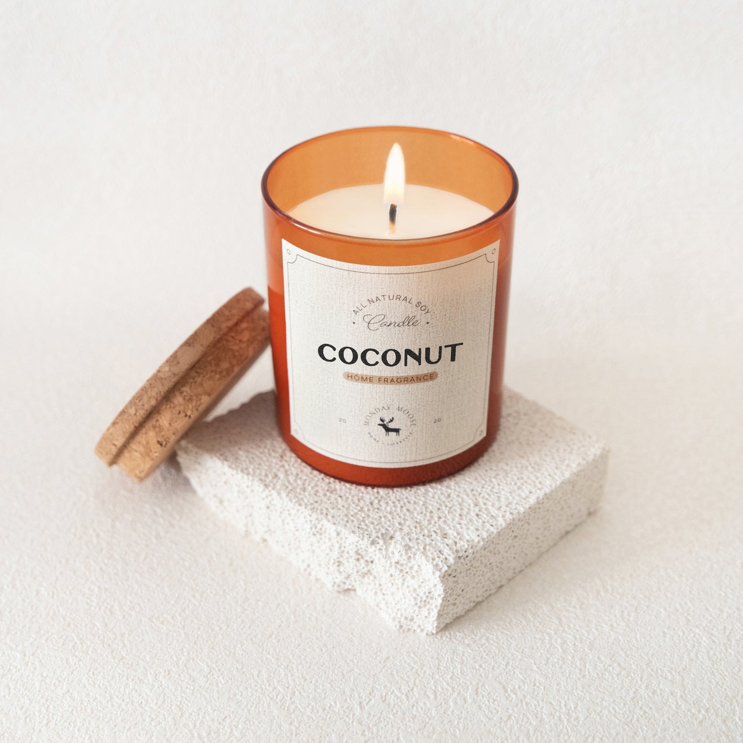 soy wax candle amber jar coconut