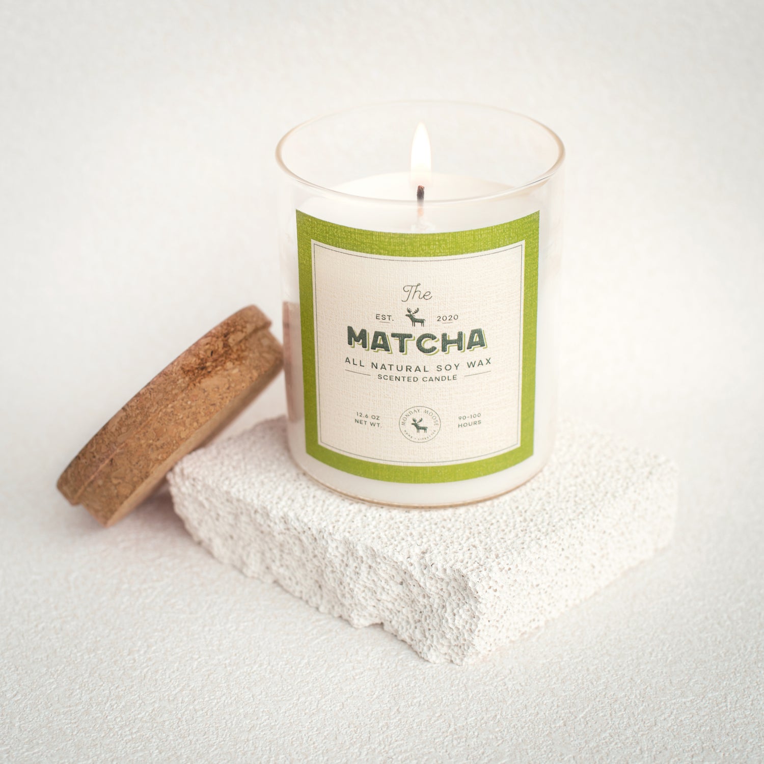 soy wax candle transparent jar matcha