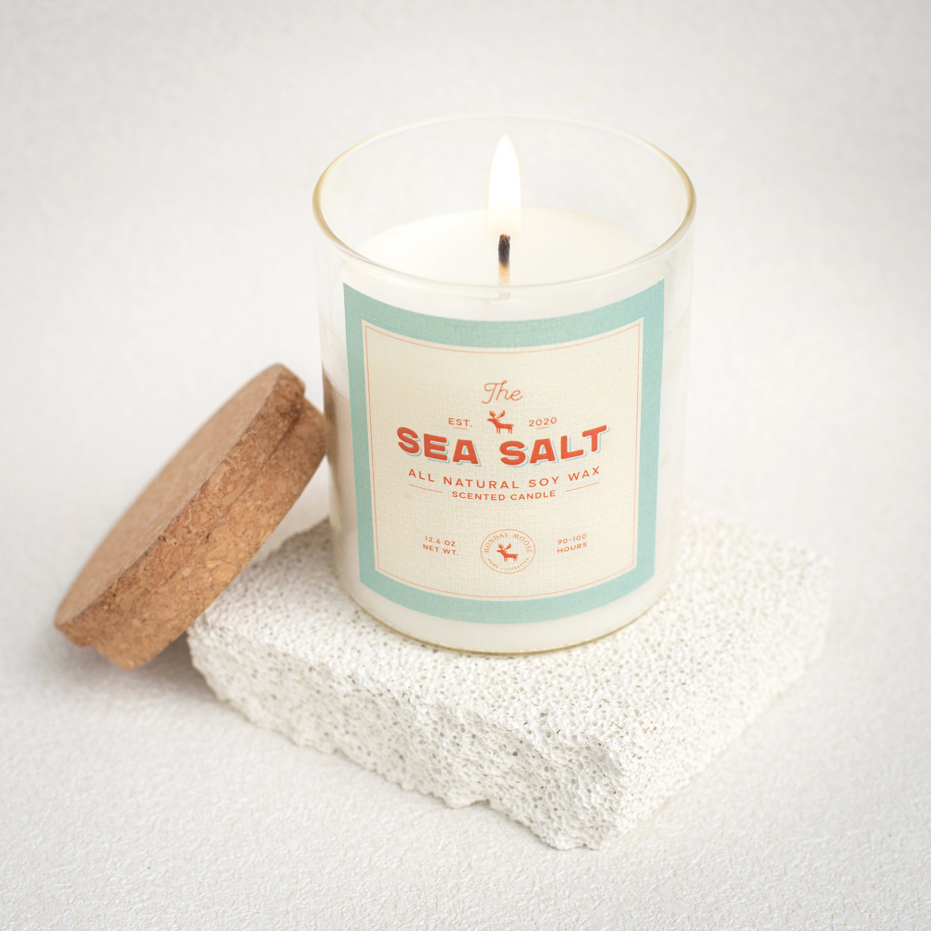 soy wax candle transparent jar sea salt