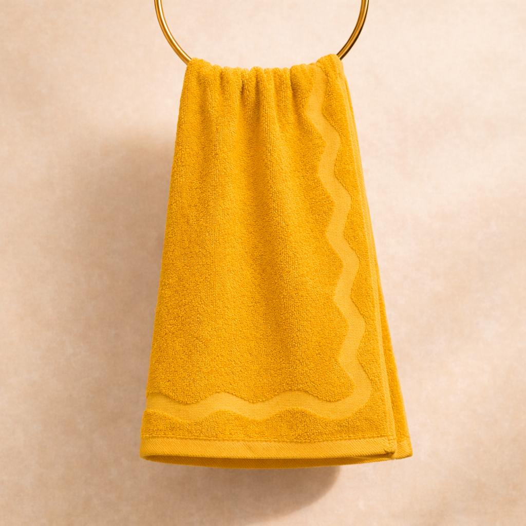 scalloped embossed cotton hand towel