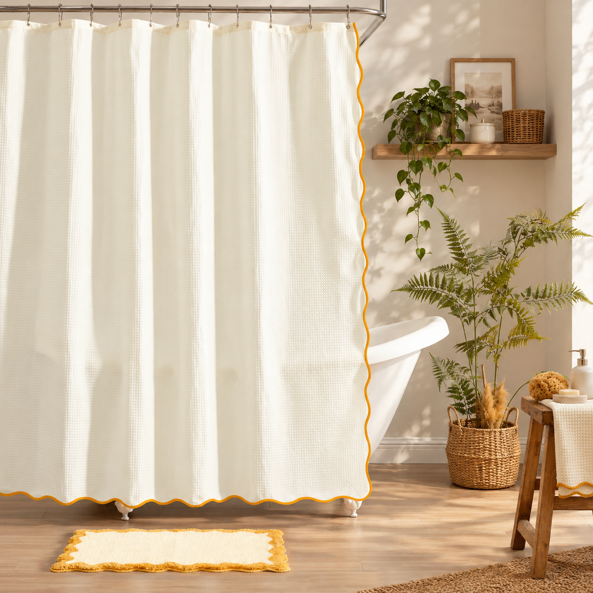 scalloped edge shower curtain