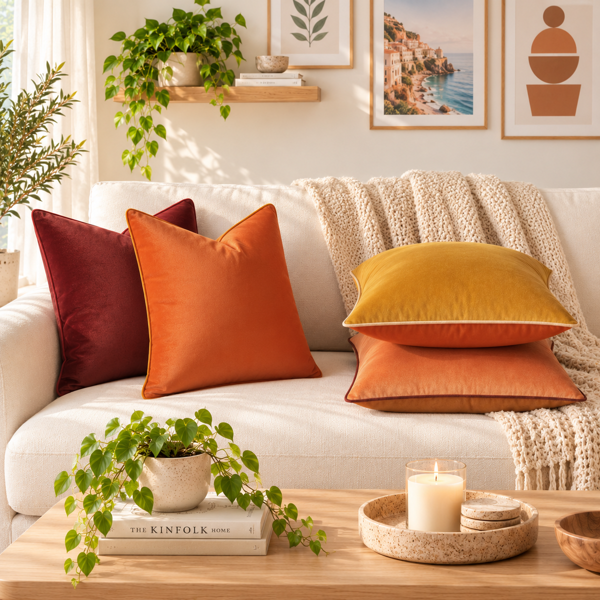 velvet piping decorative throw pillow covers