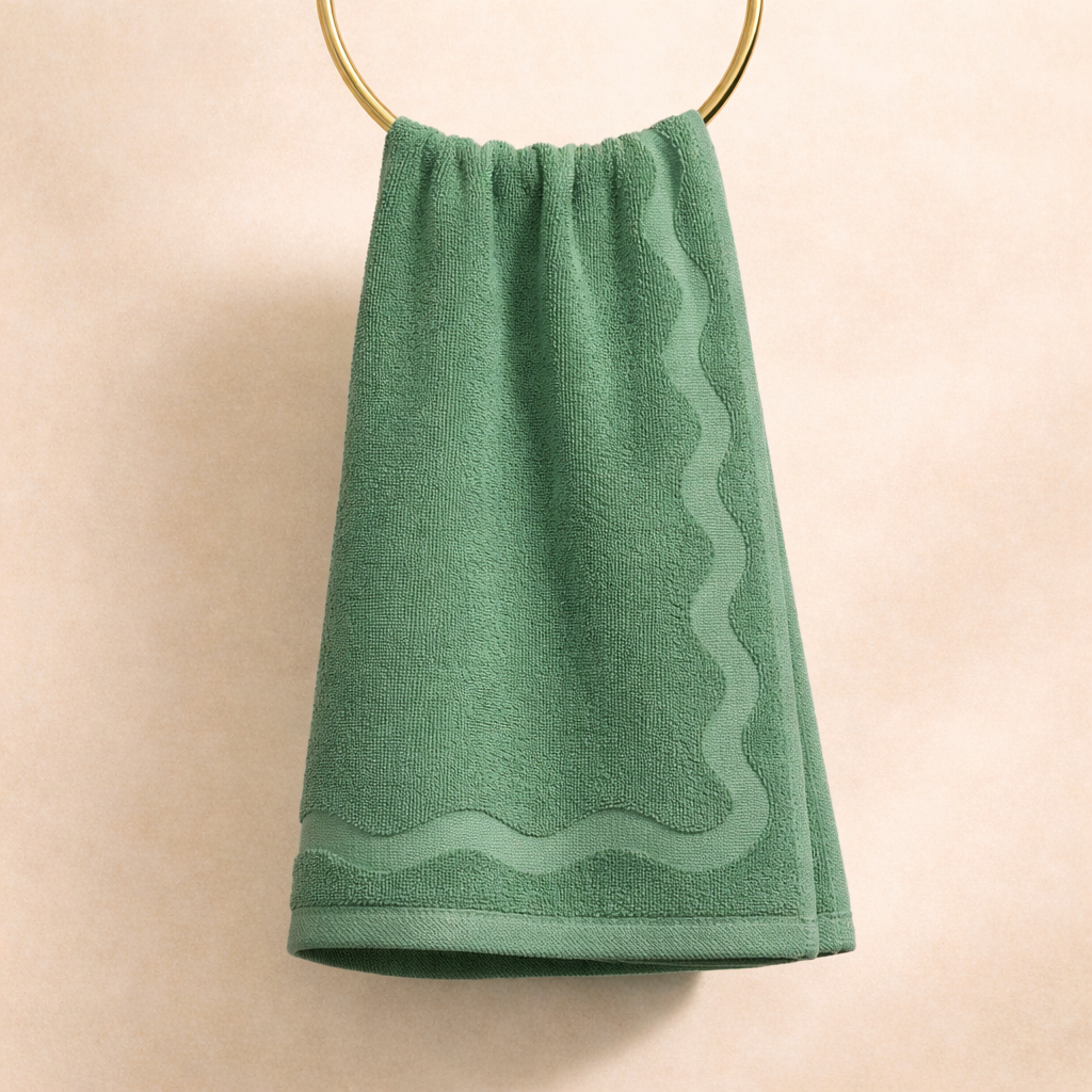 scalloped embossed cotton hand towel