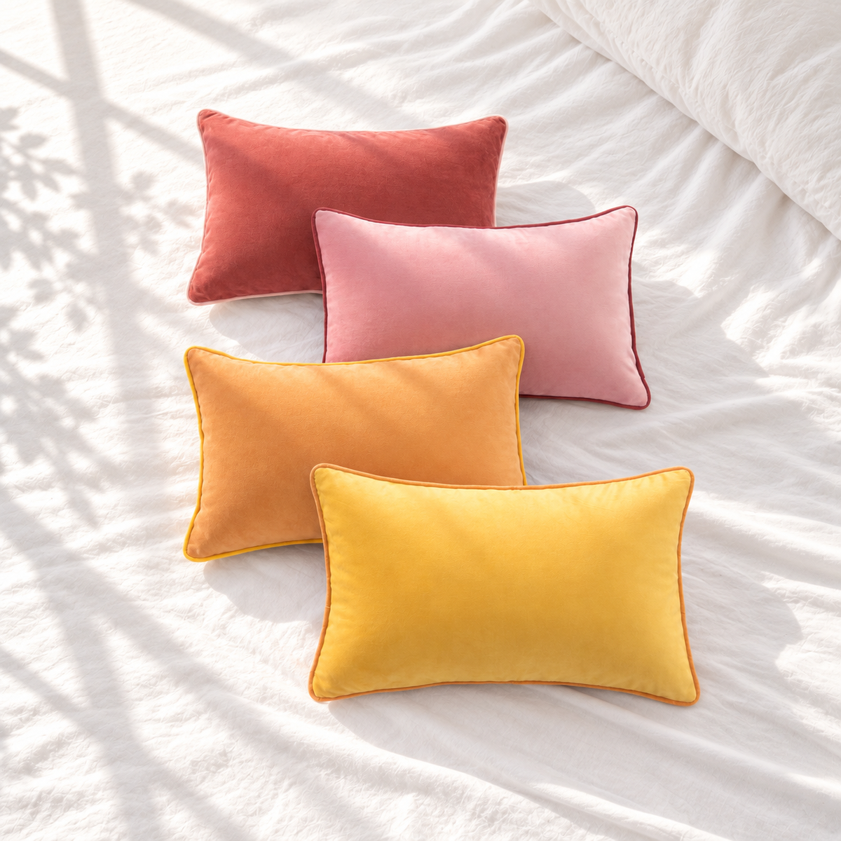 velvet decorative throw pillow covers piping edge