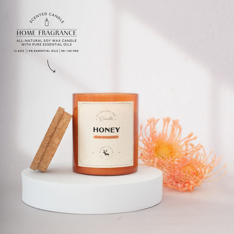 soy wax candle amber jar honey