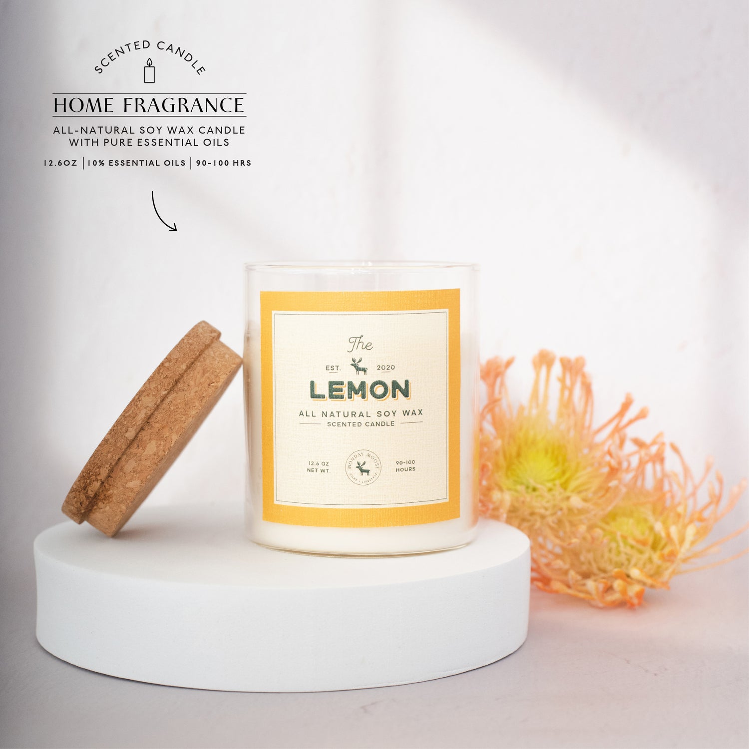 soy wax candle transparent jar lemon