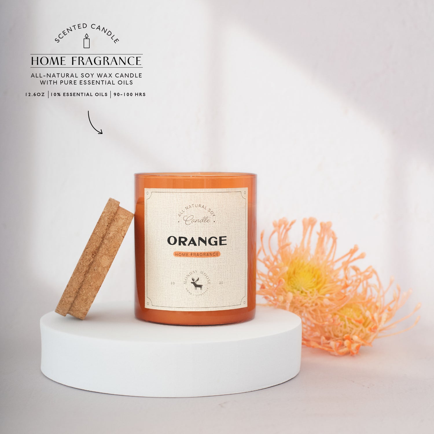 soy wax candle amber jar orange