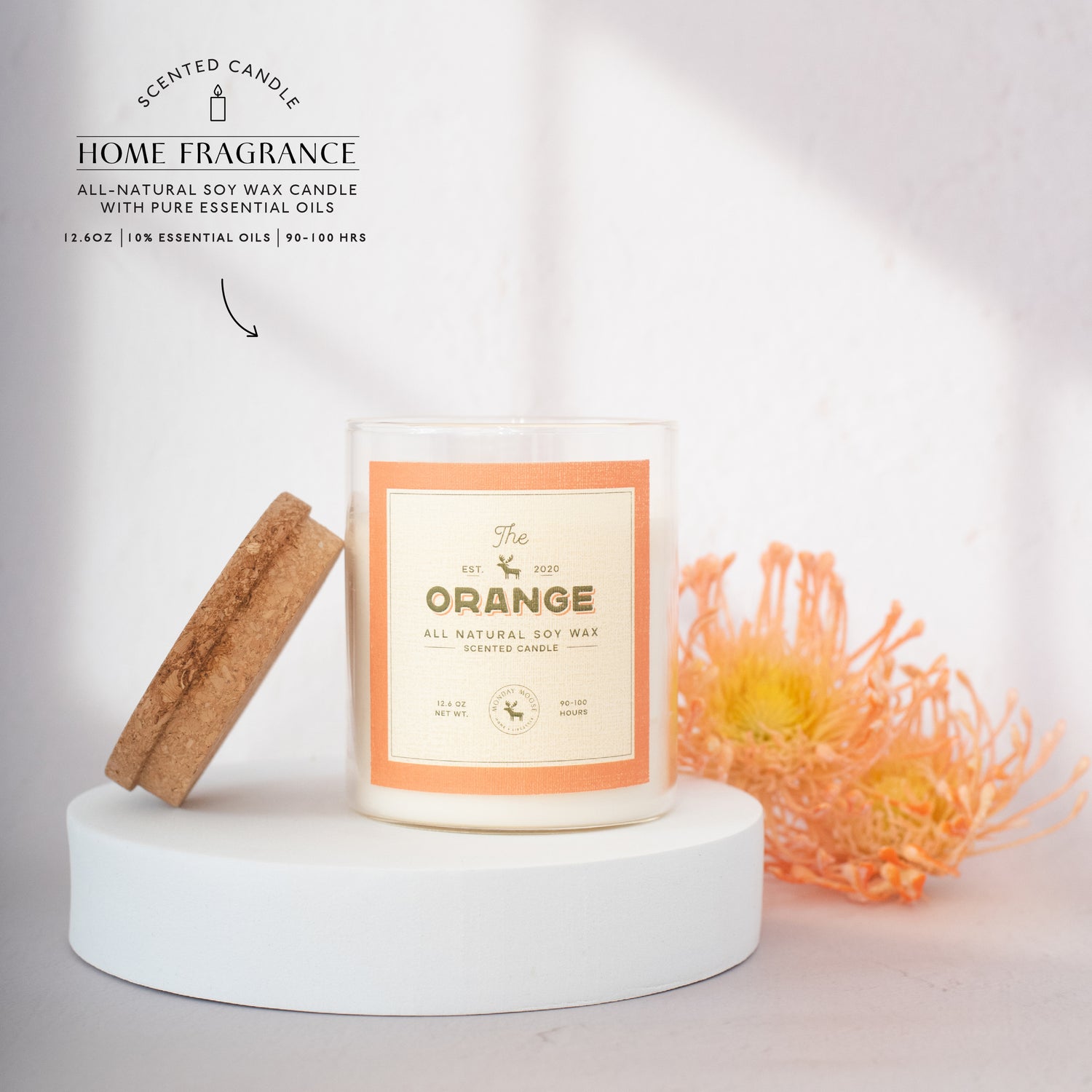 soy wax candle transparent jar orange