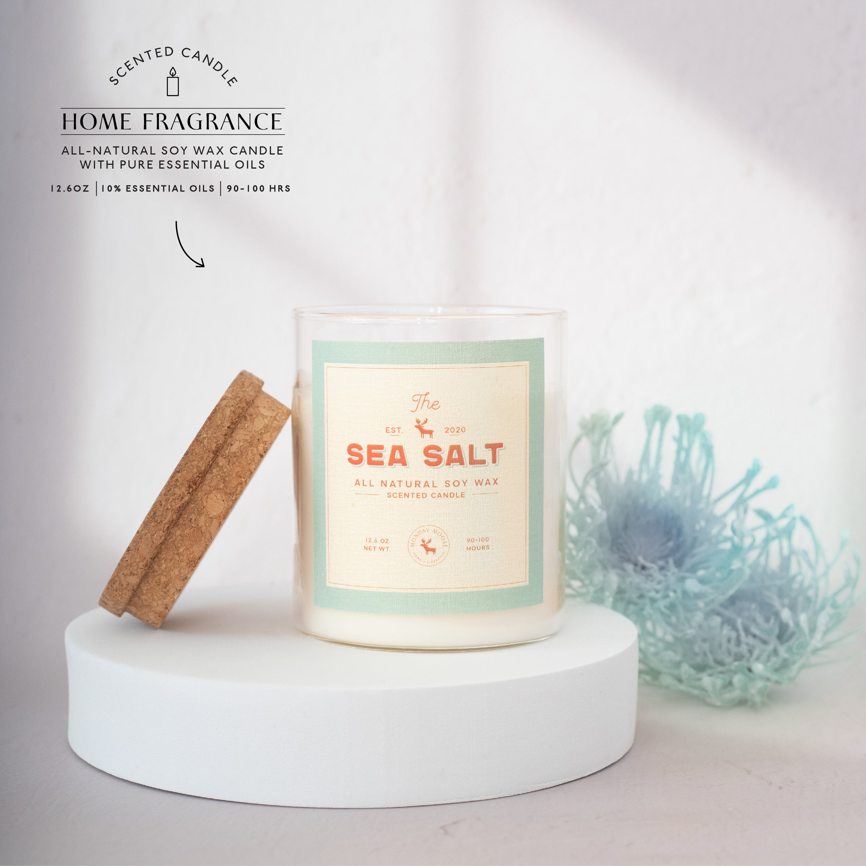soy wax candle transparent jar sea salt