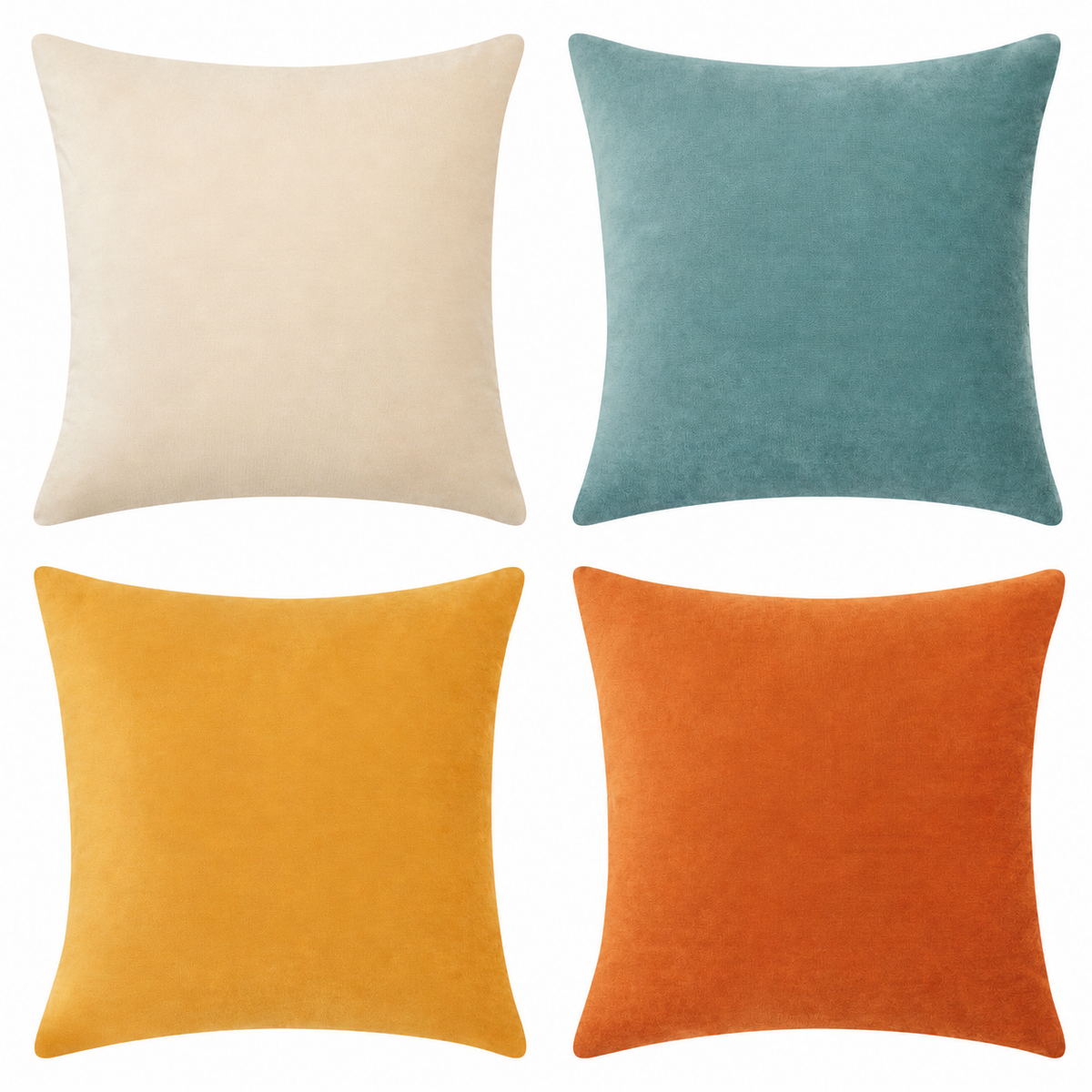 velvet decorative throw pillow covers orange teal yellow beige