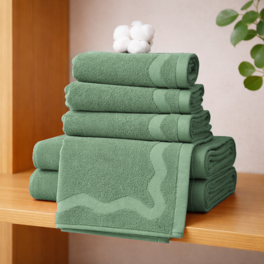 scalloped embossed cotton hand towel