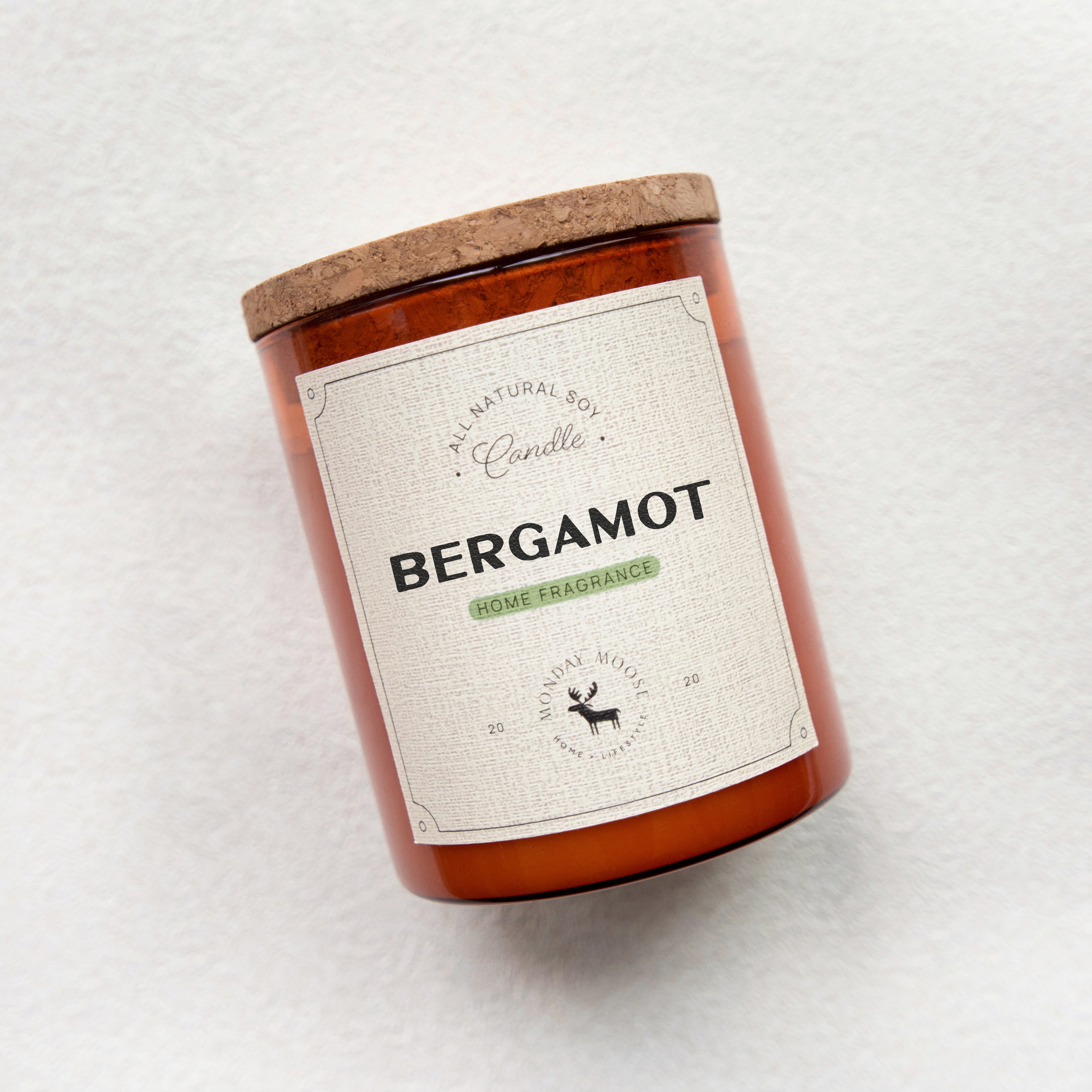 soy wax candle amber jar bergamot