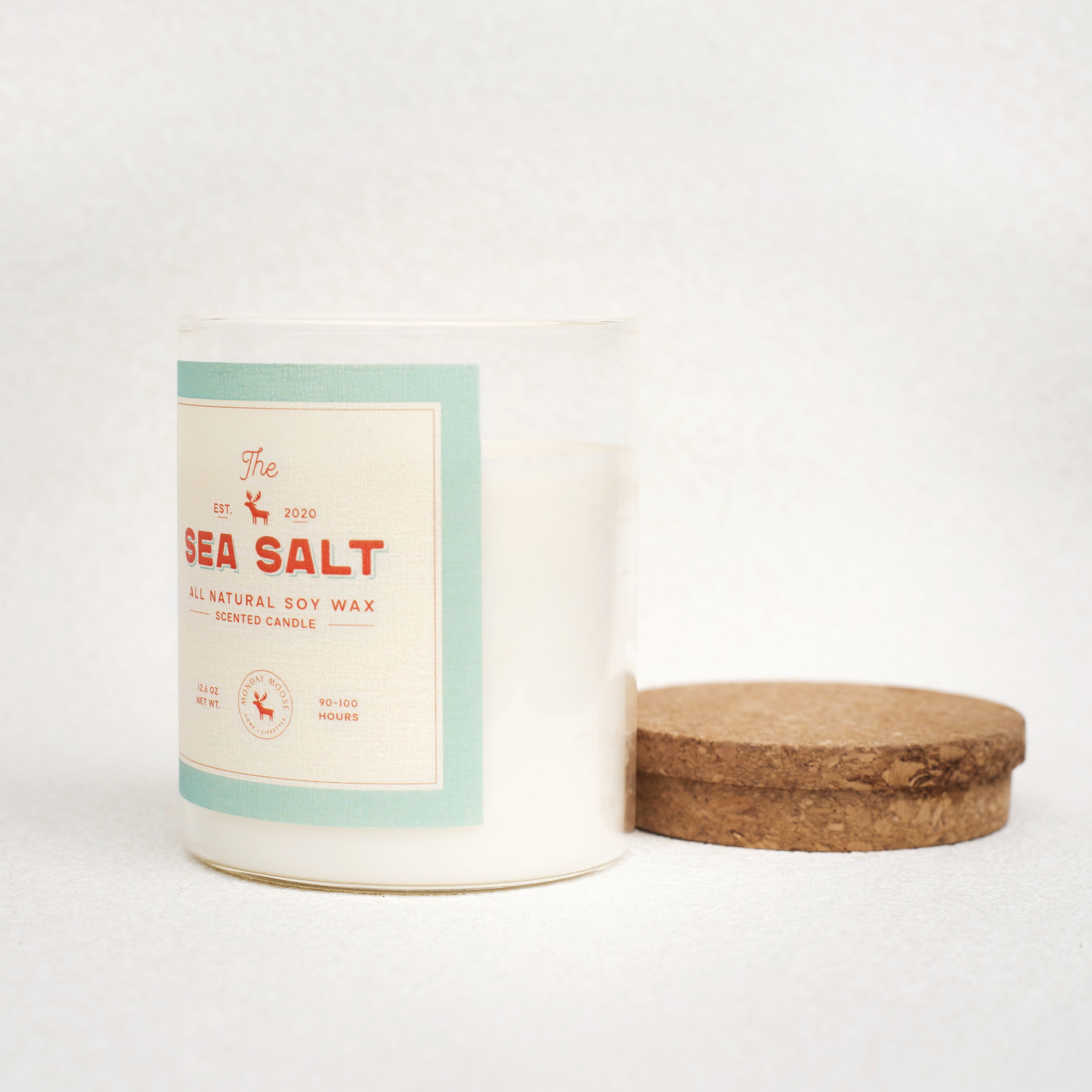 soy wax candle transparent jar sea salt