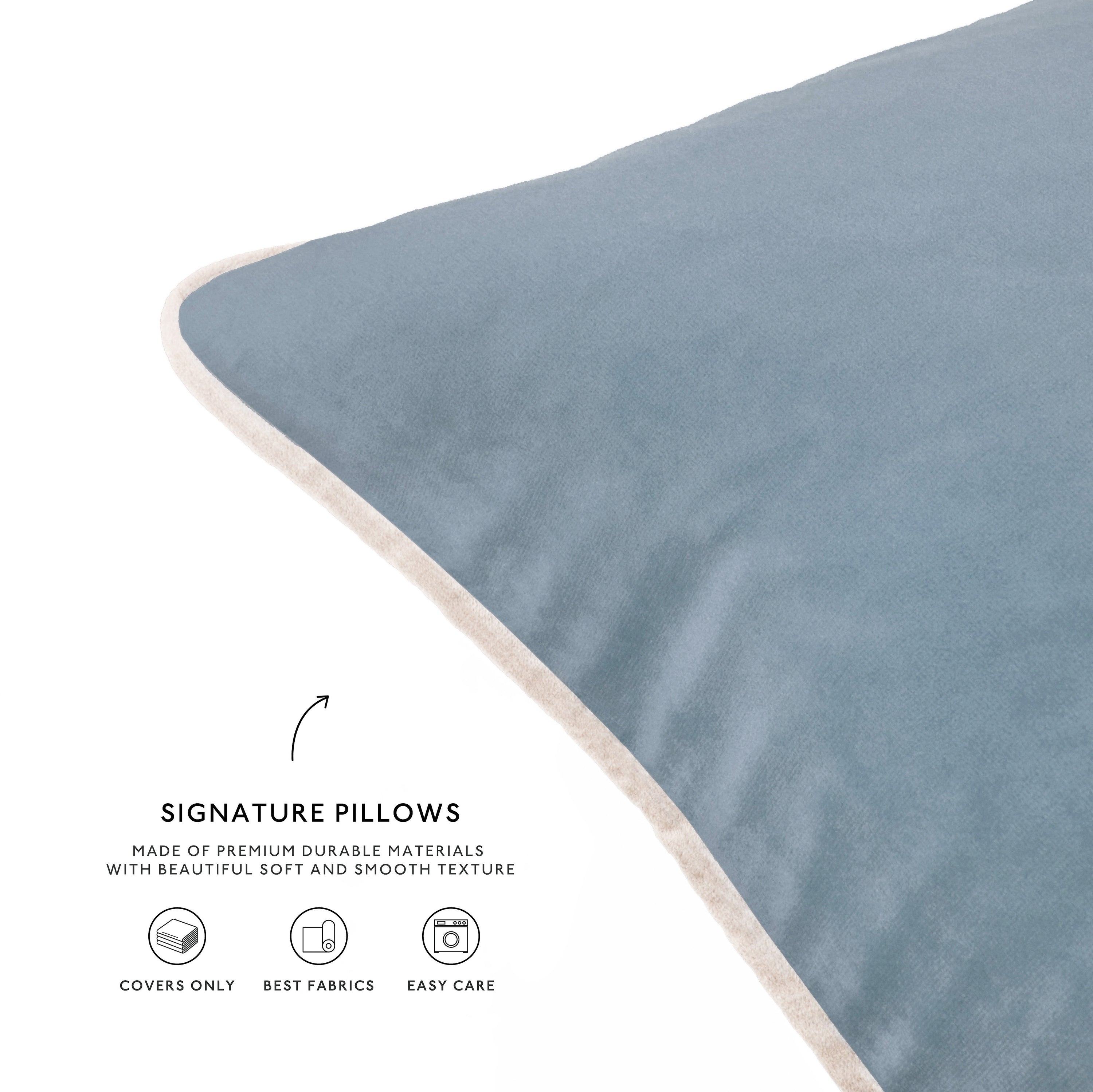 decorative throw pillow covers set of 4 piping velvet beige light blue