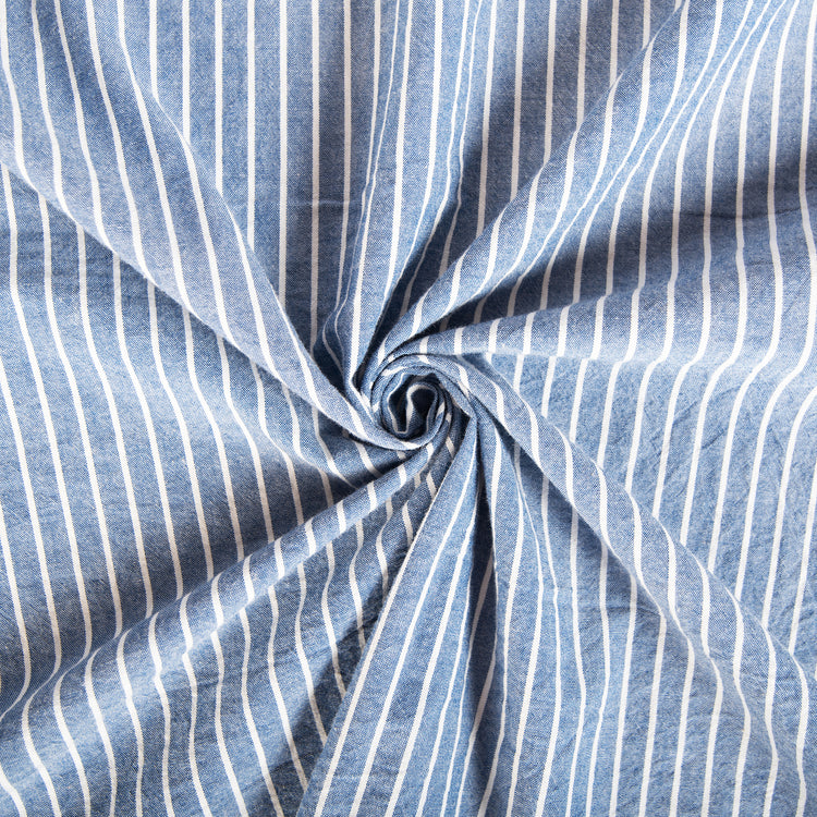 tablecloth cotton stonewashed blue white stripes rectangle