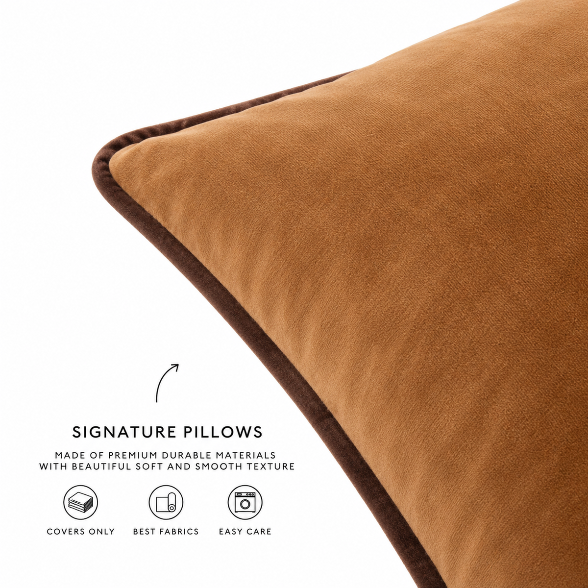 velvet decorative throw pillow covers brown beige