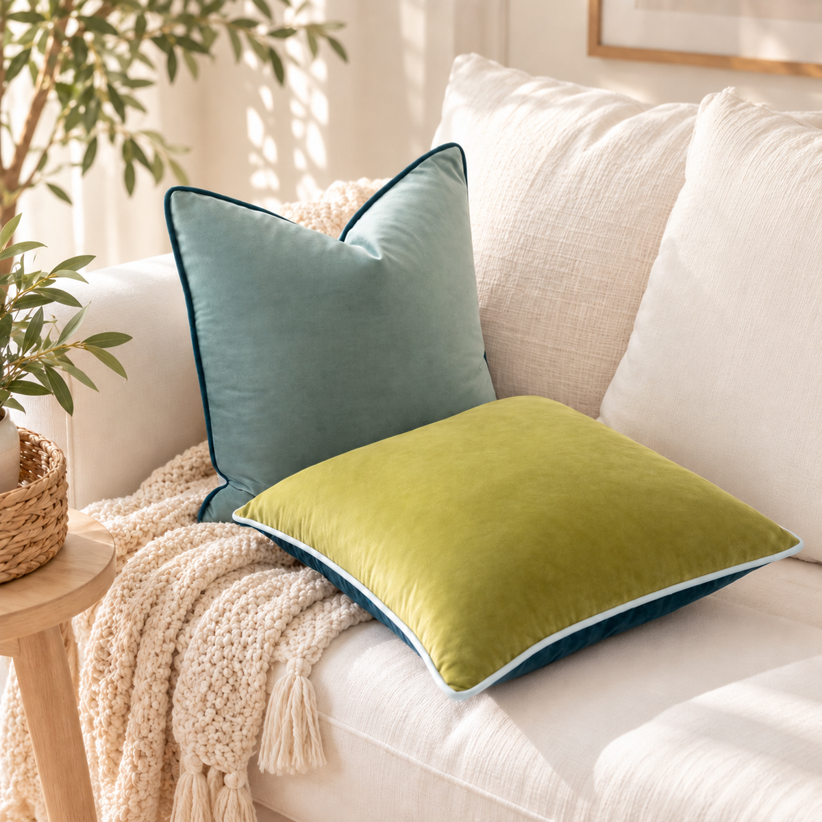 velvet decorative throw pillow covers set of two