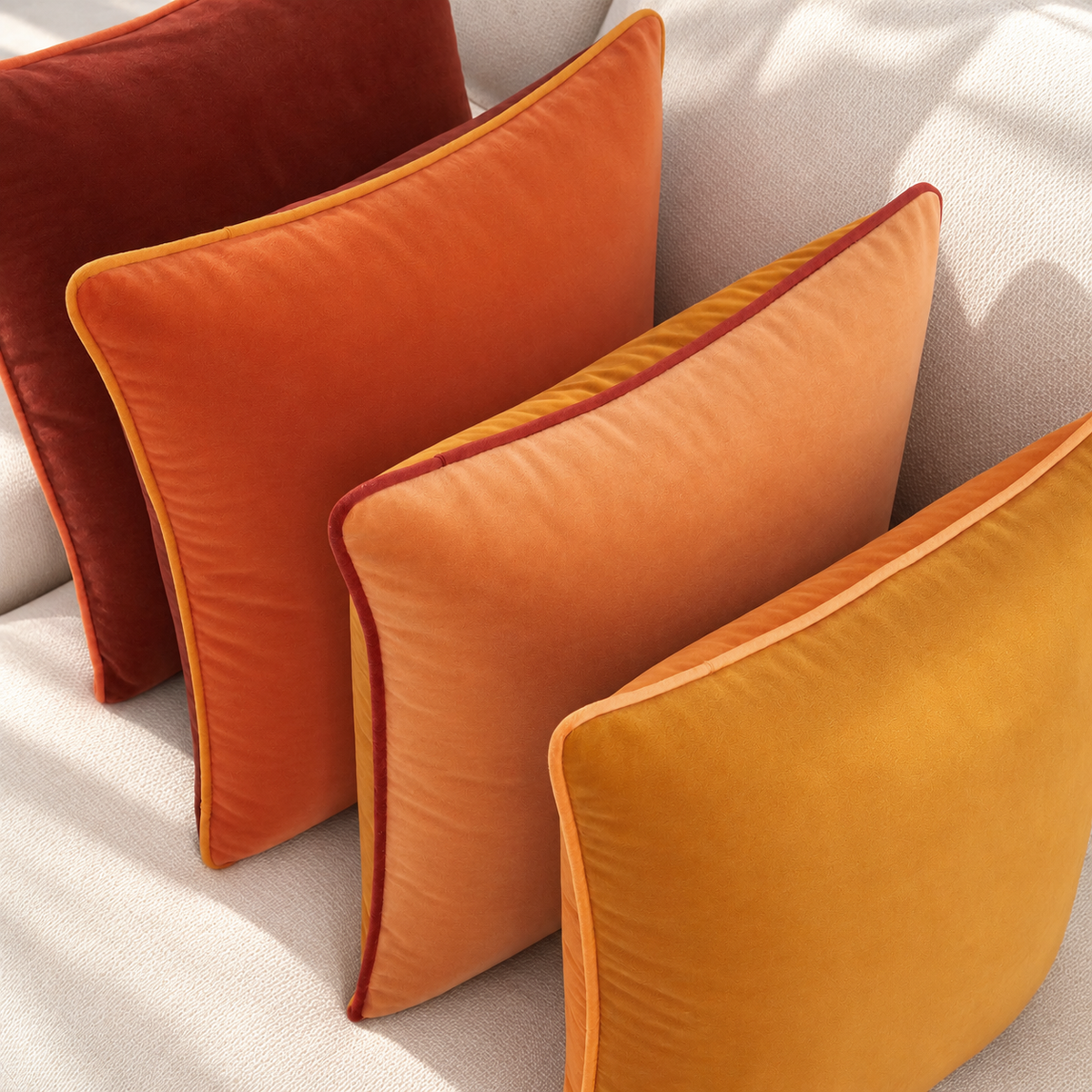 velvet piping decorative throw pillow covers