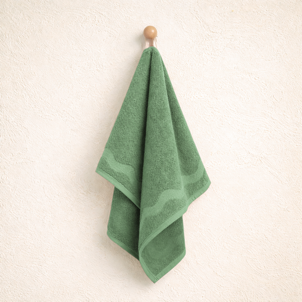 scalloped embossed cotton hand towel