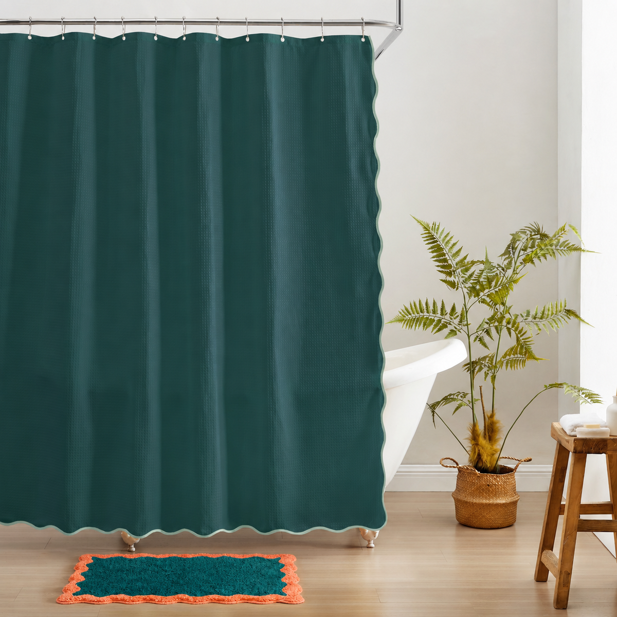 scalloped bath mat