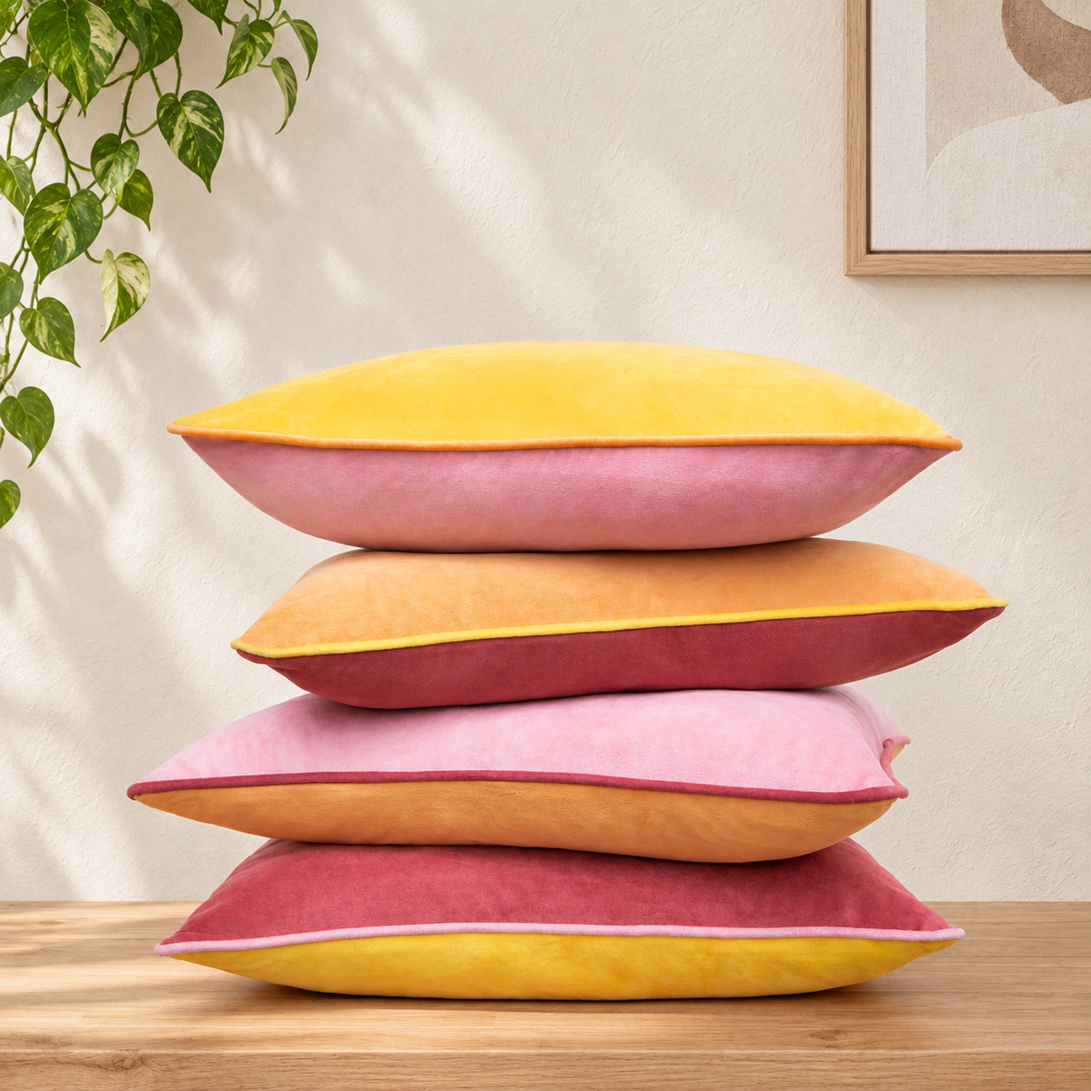 velvet decorative throw pillow covers piping edge