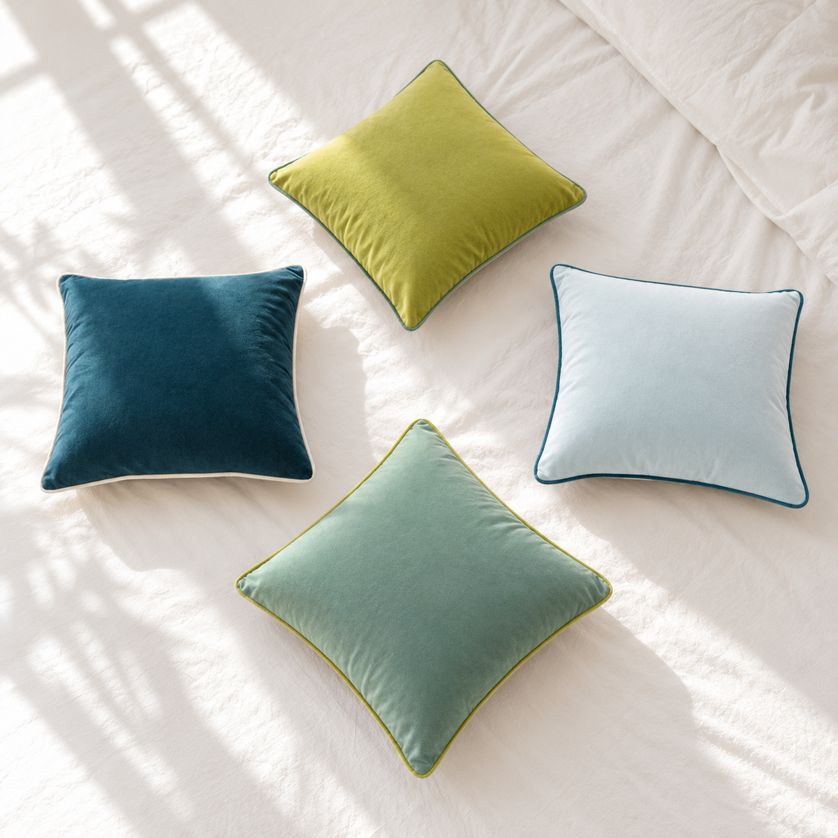 piping edge velvet decorative throw. pillow covers