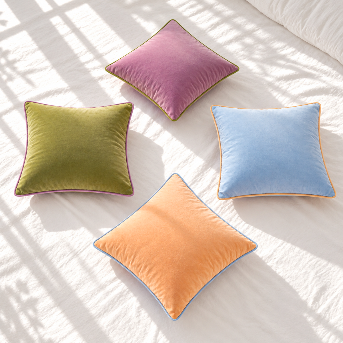 velvet decorative throw pillow covers piping edge