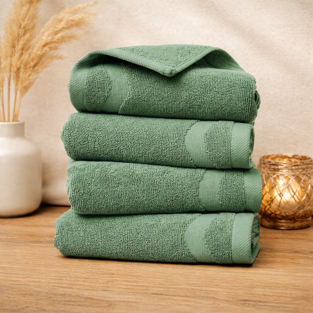 scalloped embossed cotton hand towel