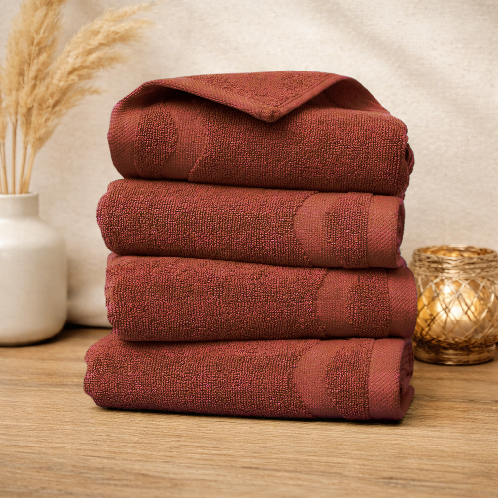 scalloped embossed cotton hand towel