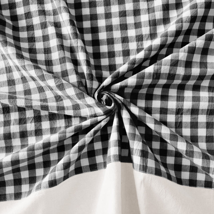 tablecloth gingham plaid buffalo checkered cotton stonewashed black white rectangle