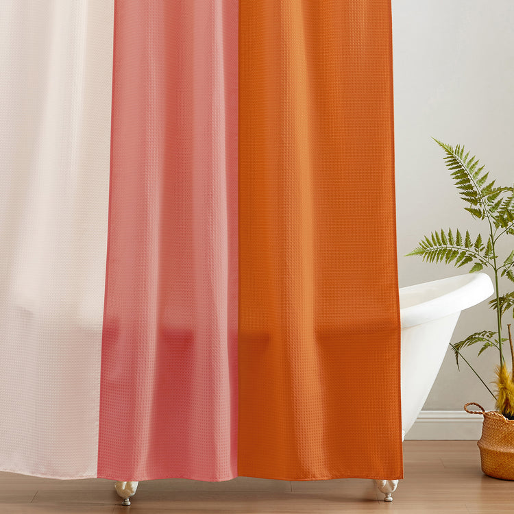 light pink coral orange shower curtain waffle three colors