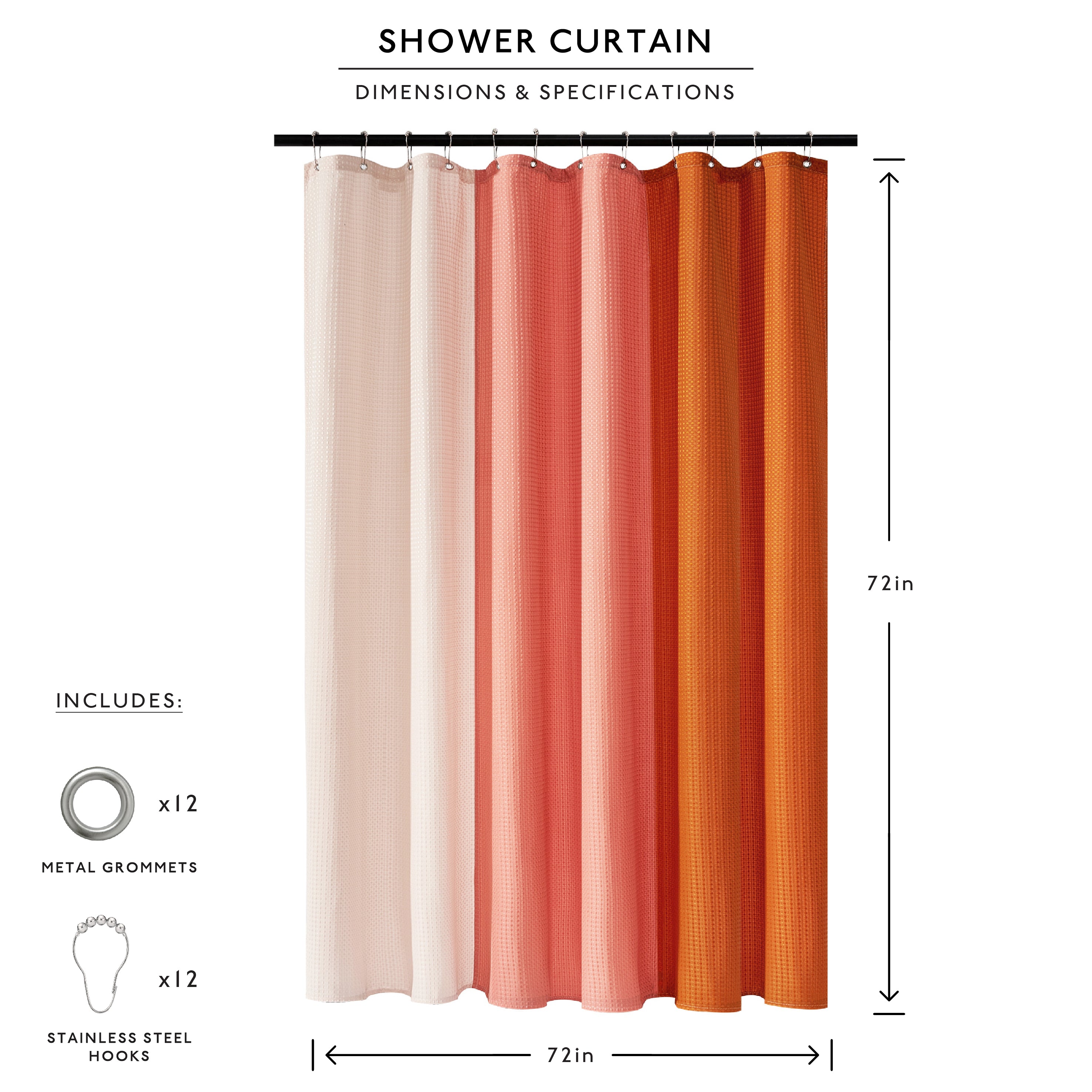 light pink coral orange shower curtain waffle three colors