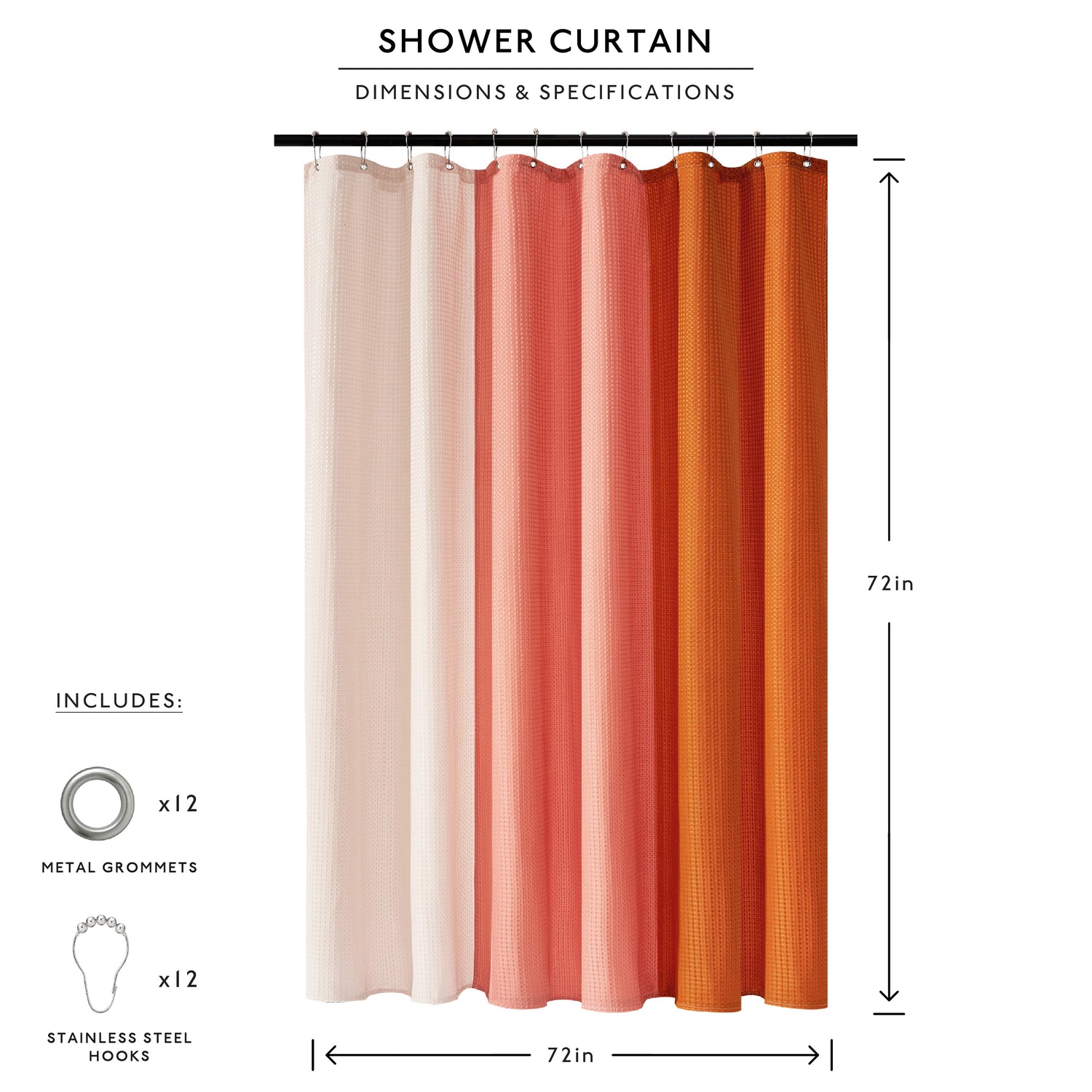 light pink coral orange shower curtain waffle three colors