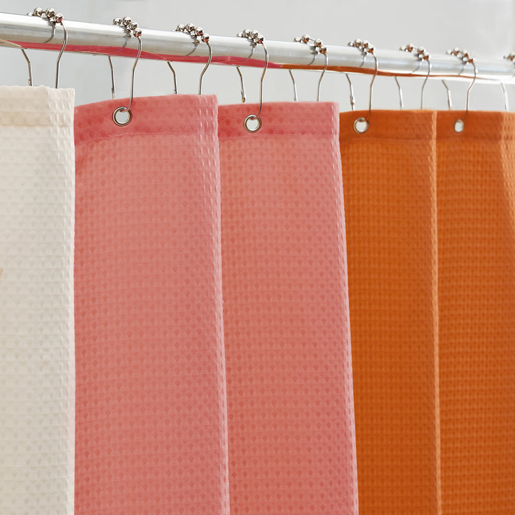 light pink coral orange shower curtain waffle three colors