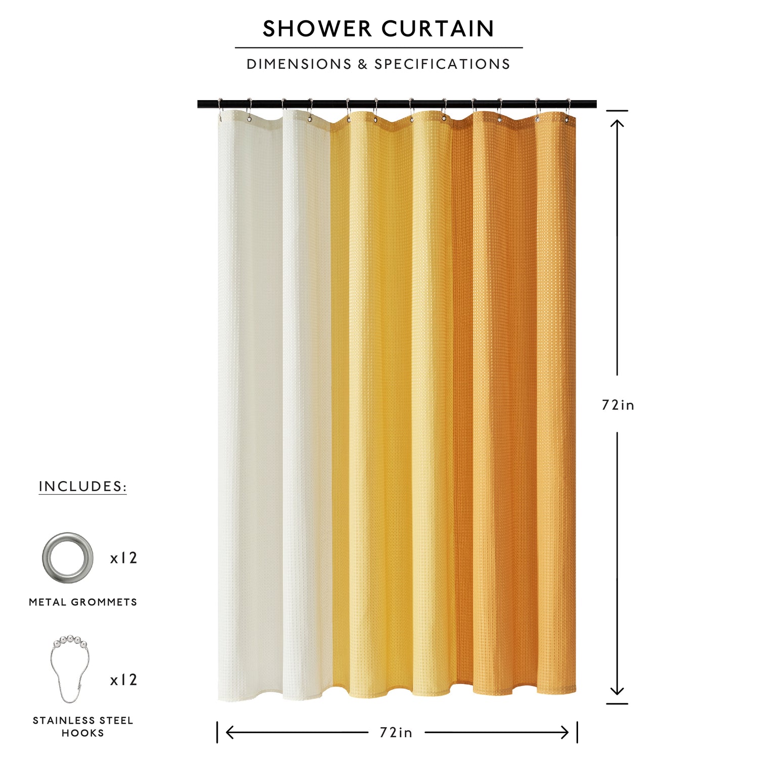 white yellow shower curtain waffle three colors