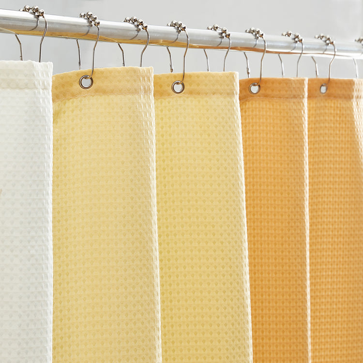 white yellow shower curtain waffle three colors