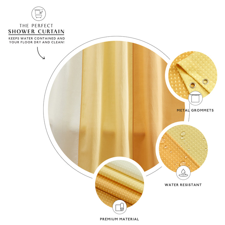 white yellow shower curtain waffle three colors