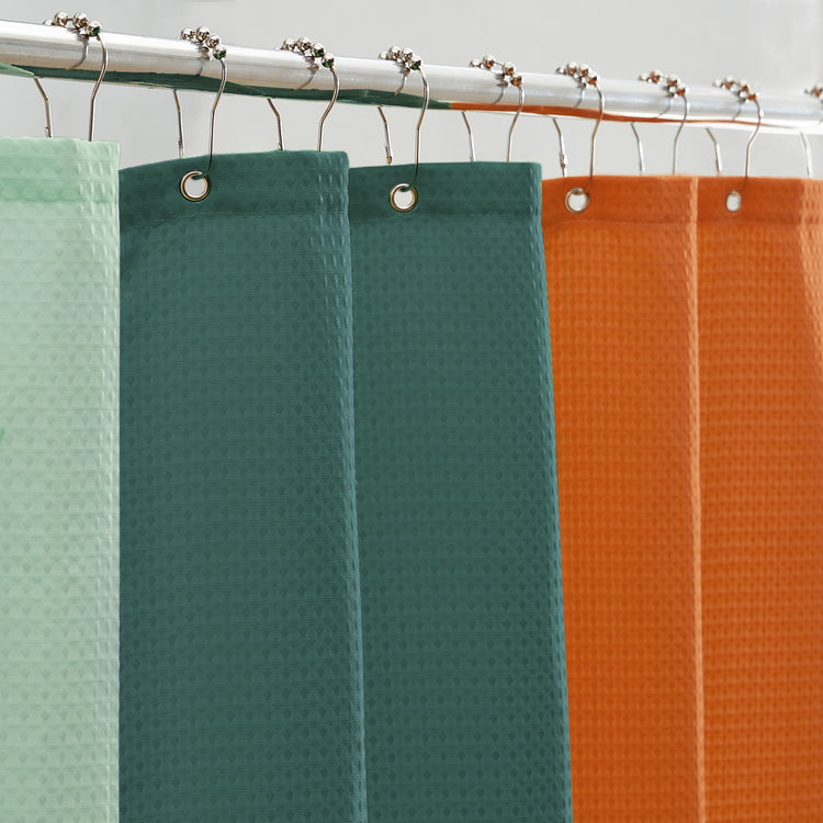 dark teal orange green shower curtain waffle three colors