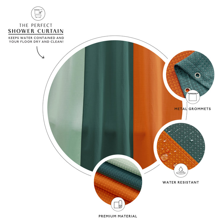 dark teal orange green shower curtain waffle three colors