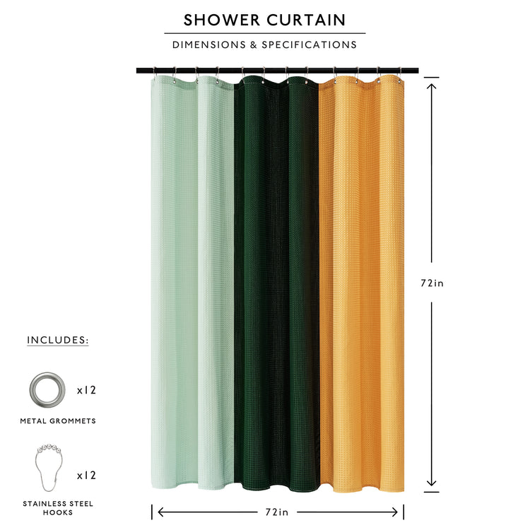 green yellow shower curtain waffle three colors