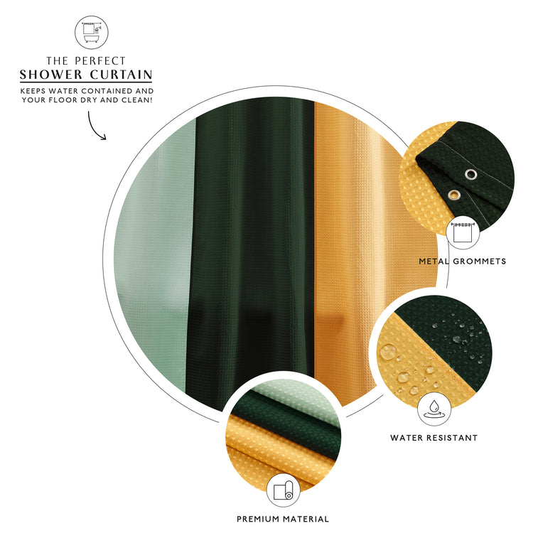 green yellow shower curtain waffle three colors