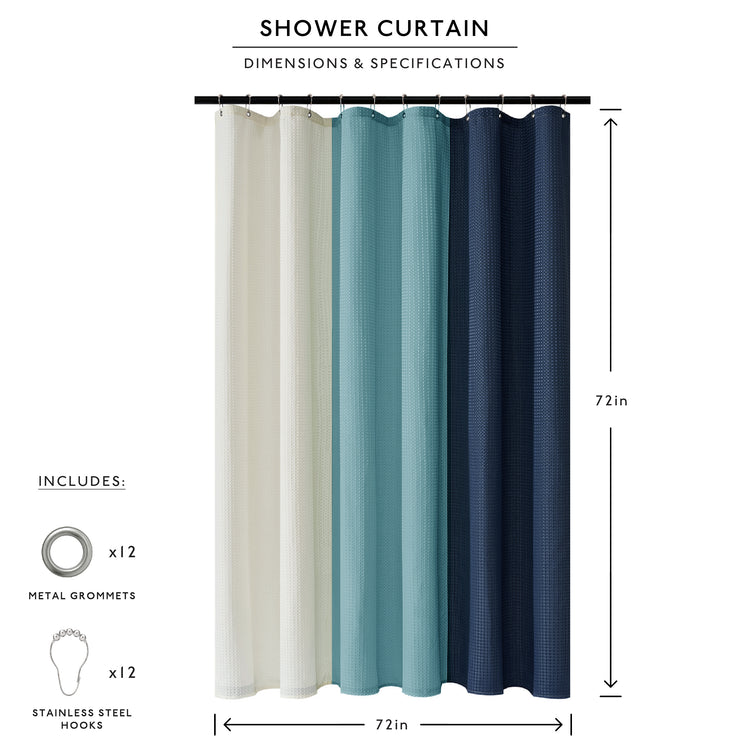 blue light blue shower curtain waffle three colors