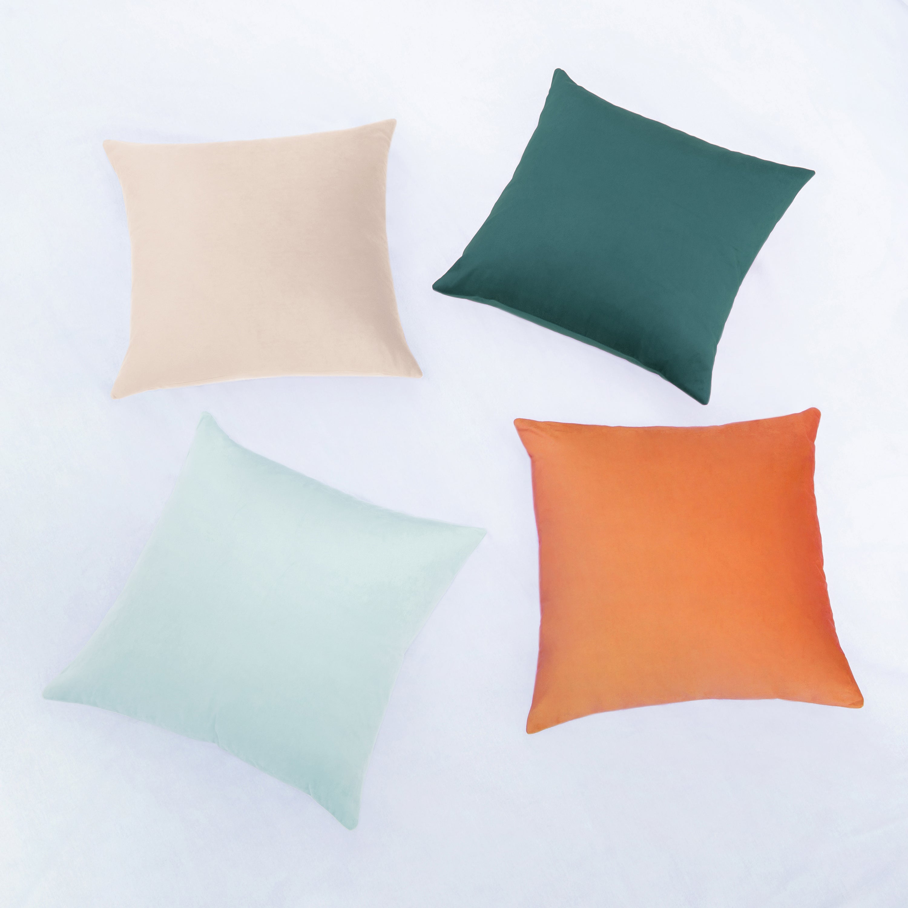 decorative throw pillow covers velvet home decor set of 4 green beige orange blue