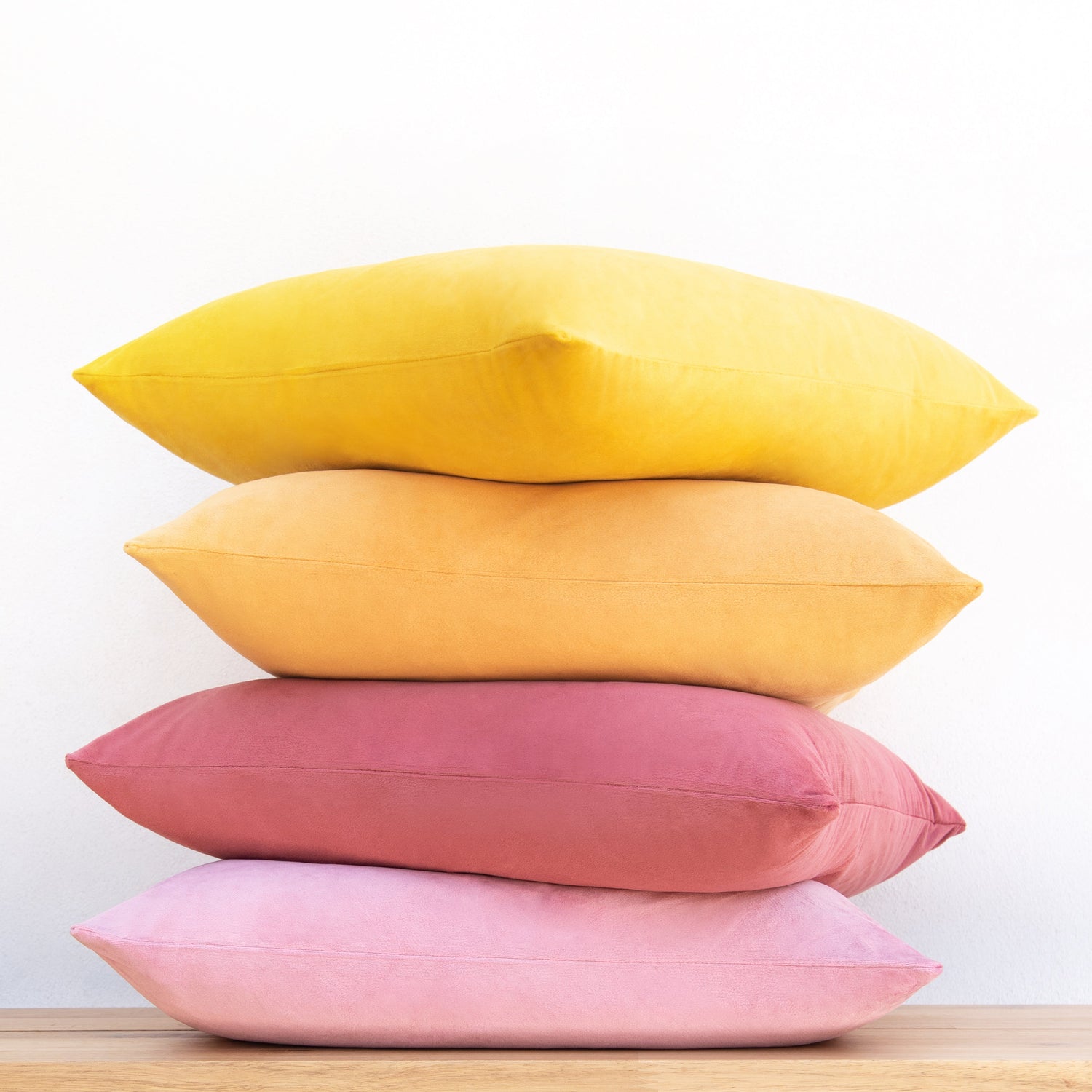 decorative throw pillow covers velvet home decor set of 4 yellow pink ochre